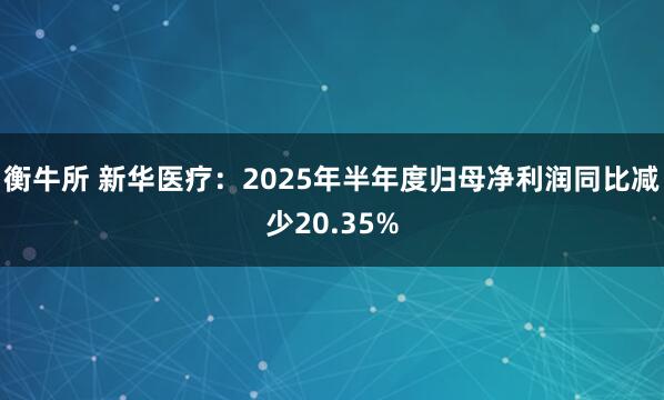 衡牛所 新华医疗：2025年半年度归母净利润同比减少20.35%