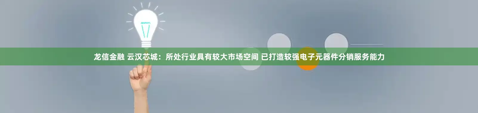 龙信金融 云汉芯城：所处行业具有较大市场空间 已打造较强电子元器件分销服务能力